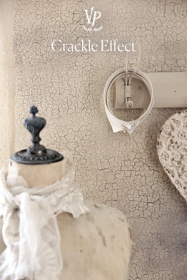 Crackle Effect résultat sur mur effet craquelé vintage