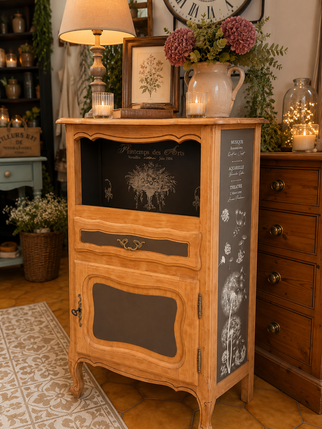 Meuble d'appoint chiné — Style Louis XV upcyclé