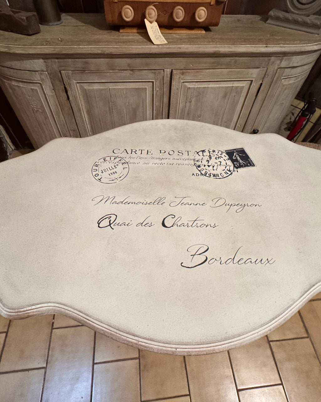 Table Violon Vintage Normande - plateau Soft Sand Vieilli