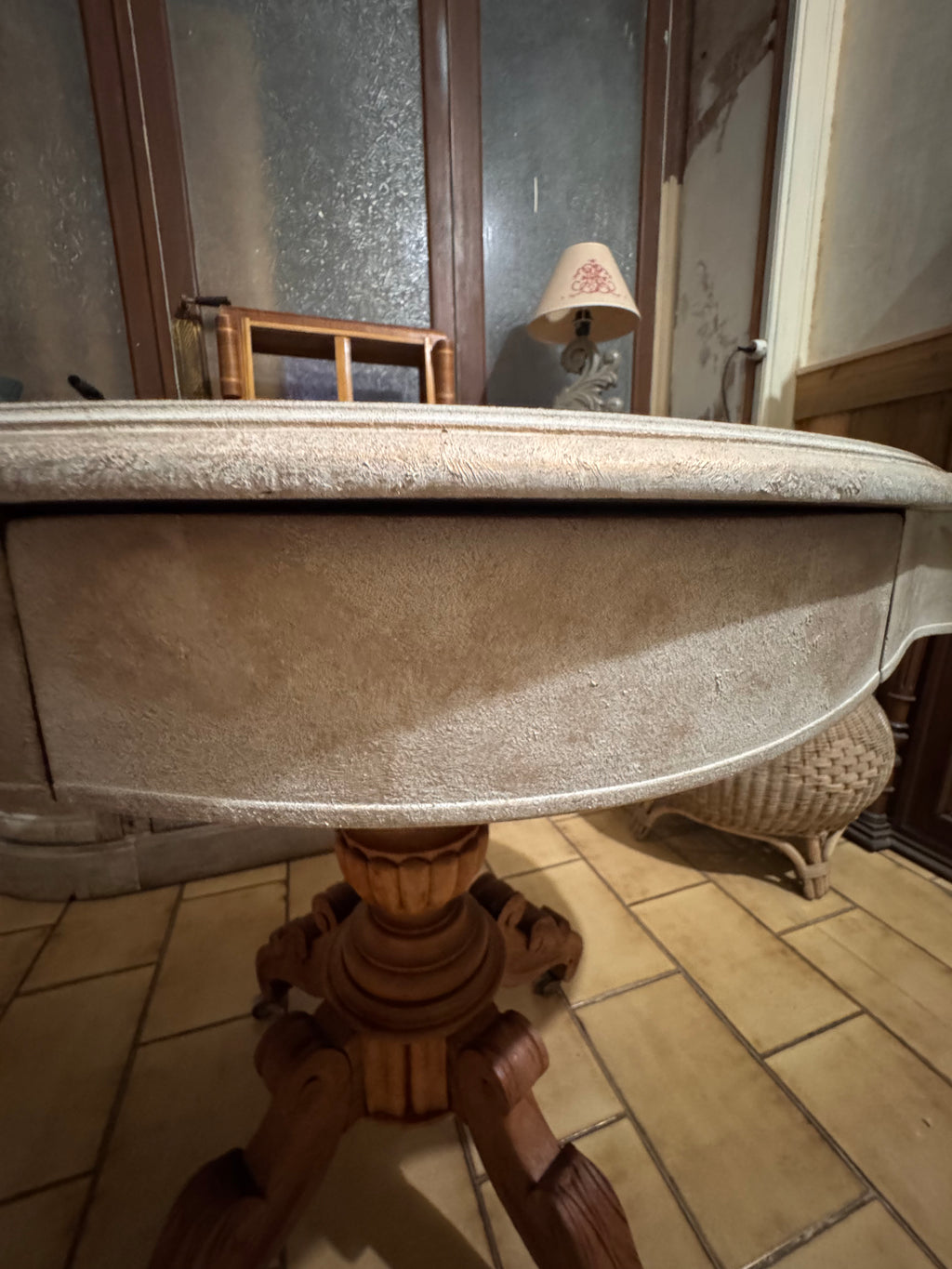Table Violon Vintage Normande - plateau Soft Sand Vieilli