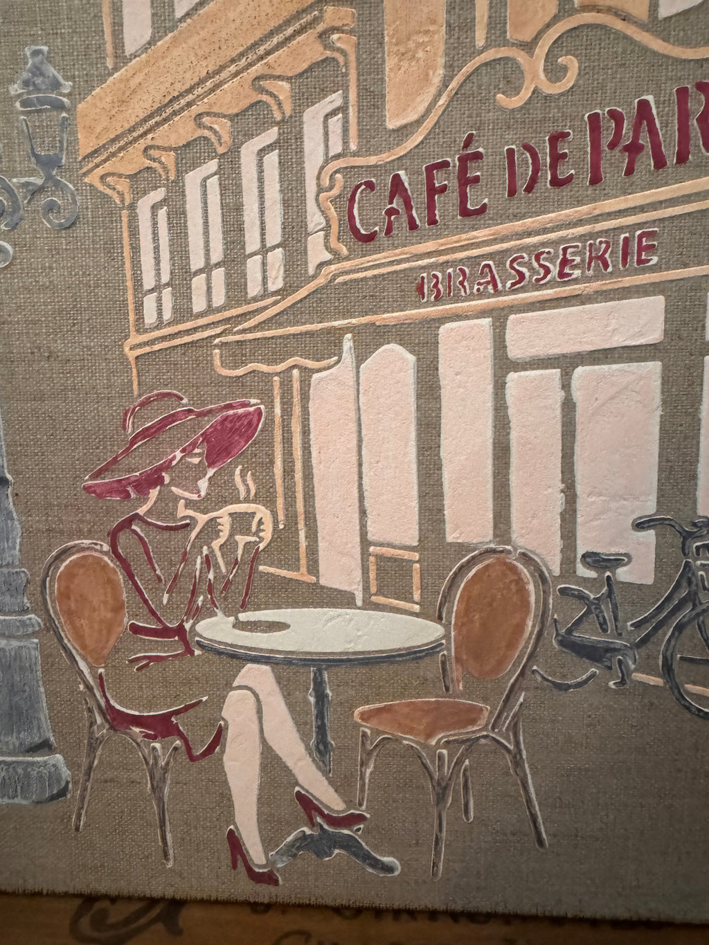 Toile enduite lin 30x30 - Café de Paris