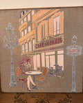 Toile enduite lin 30x30 - Café de Paris détail