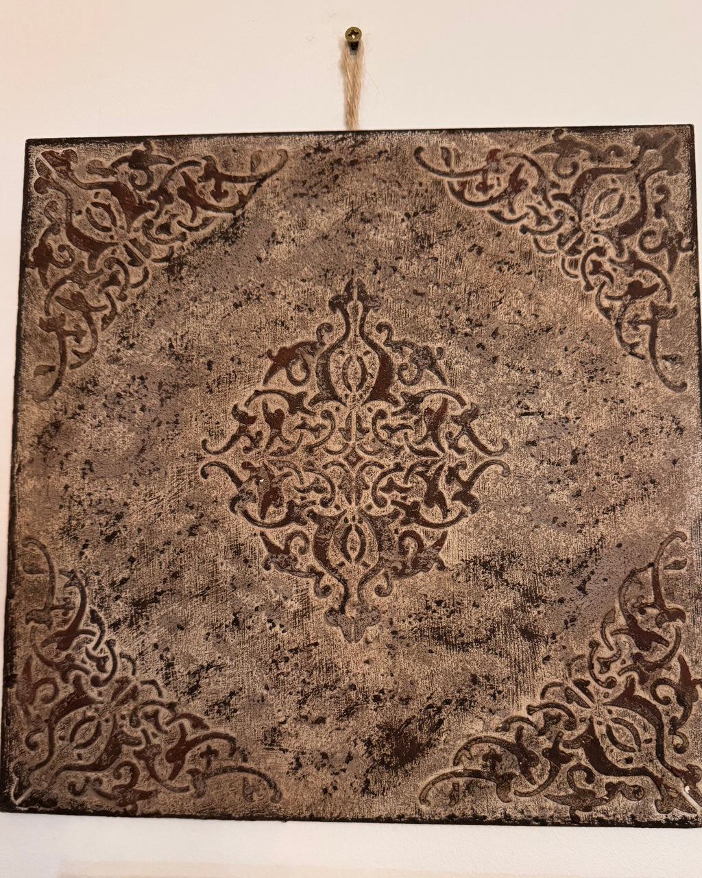 Toile enduite lin 30x30 - Arabesque dorée vue ensemble